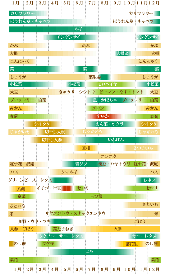 年間お届け野菜一覧